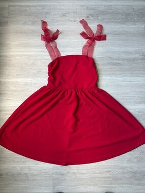 SHEIN Red Bow-Tie Strap Casual Sundress
